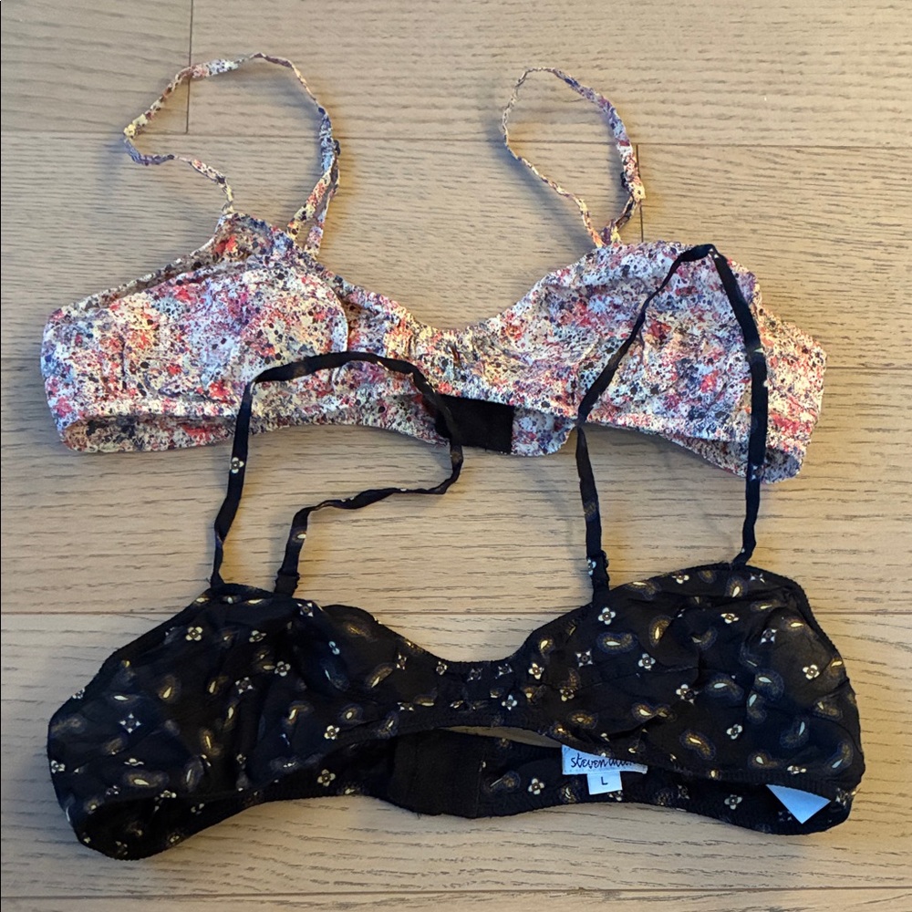 Steven Alan Multicolor and Black cotton bralettes (L)